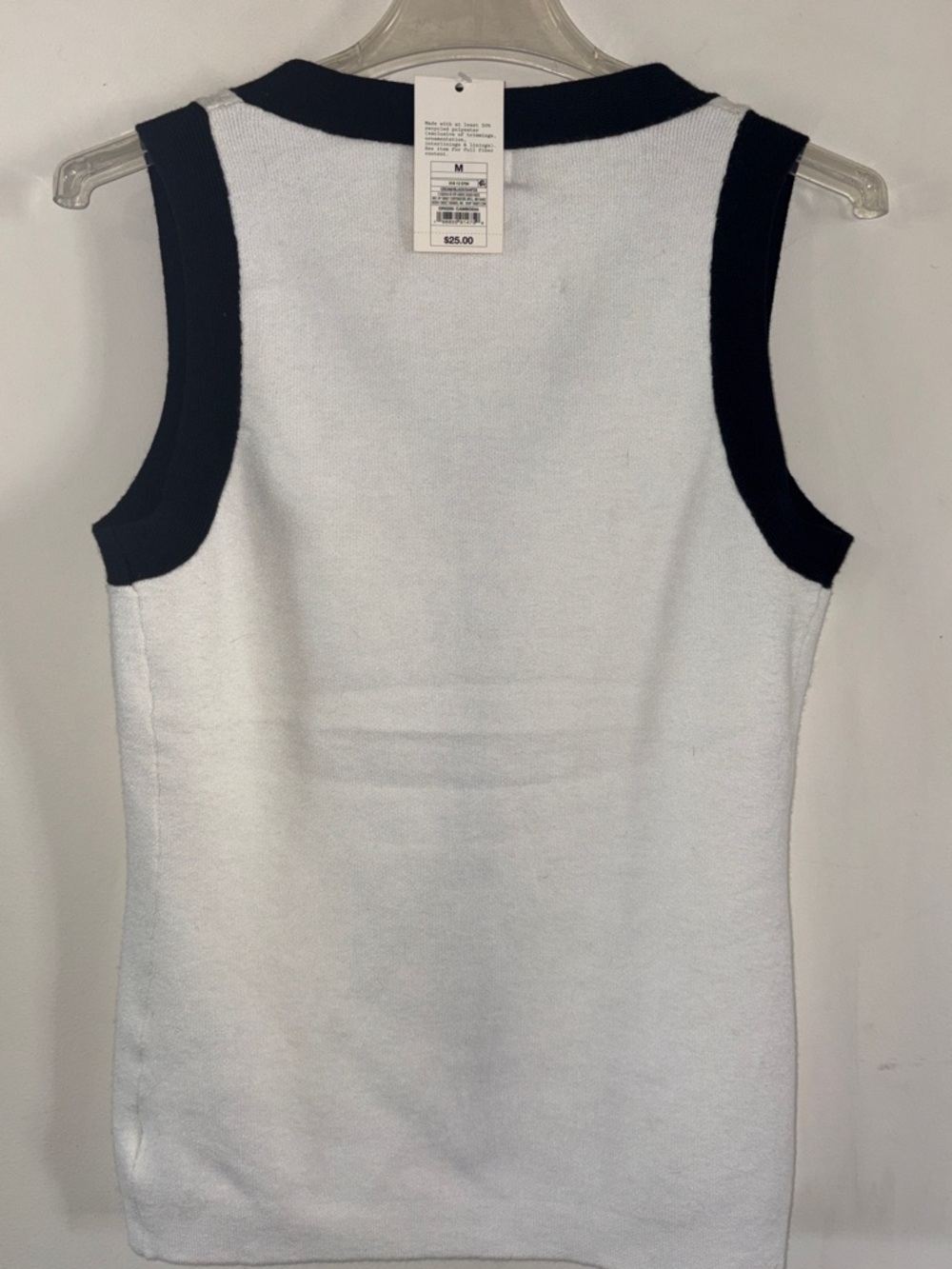 a new day White Tank Top with Black Trim